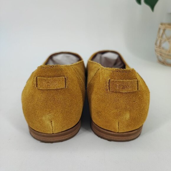 Toms Women's Julie Yellow Suede Flat Shoes Size 8 - Picture 3 of 8